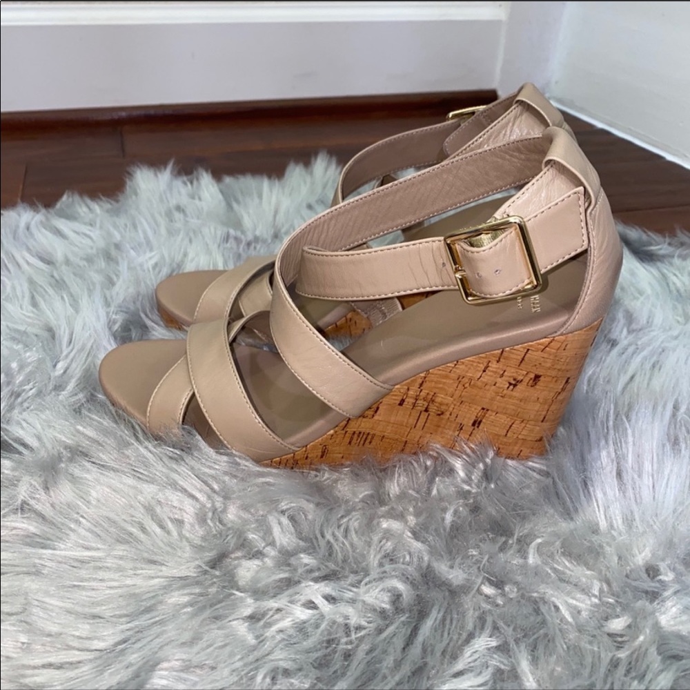 New Cole Haan Nude Wedge Sandals Size 9